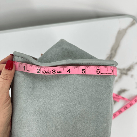 Margot Jamee Double Strapped Suede Tote Bag with Pouch Light Blue Minimalist - Picture 8 of 14